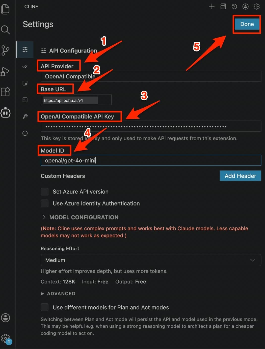 Fill in configuration